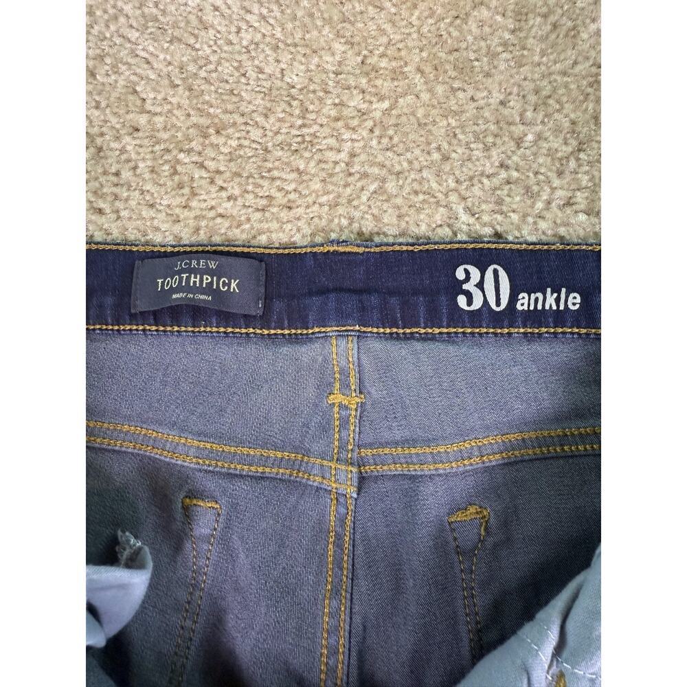 J. Crew Toothpick Jeans Women size 30 Blue Mid Rise Dark Wash Tapered Leg D742 - Picture 6 of 13